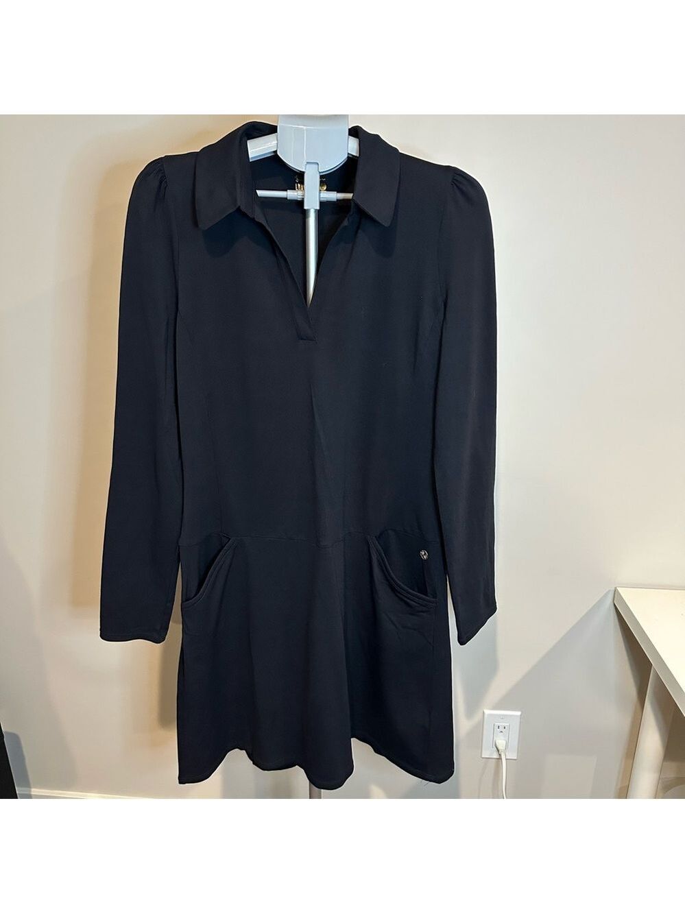 Lilly Pulitzer Luxletic Brickell Dress UPF 50+ Black Collared Pockets Size L - Picture 1 of 7